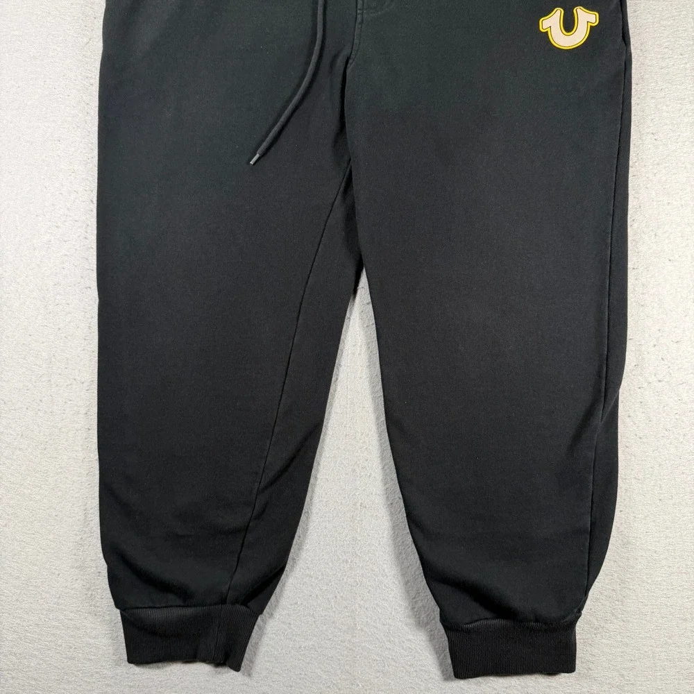 True Religion Mens Joggers Black Logo Waistband Drawstring Size XXL‎ Comfort